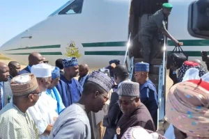 JUST IN: Shettima visits Kaduna to commiserate with victims of military bomb attack (Photos)