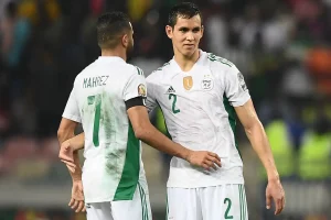 Algeria 1 v 1 Angola: Algeria held by brave Angola - Africa Cup of Nations 1 110123 Algeria s forward Riyad Mahrez L and Algeria s defender Aissa Mandi R 1920