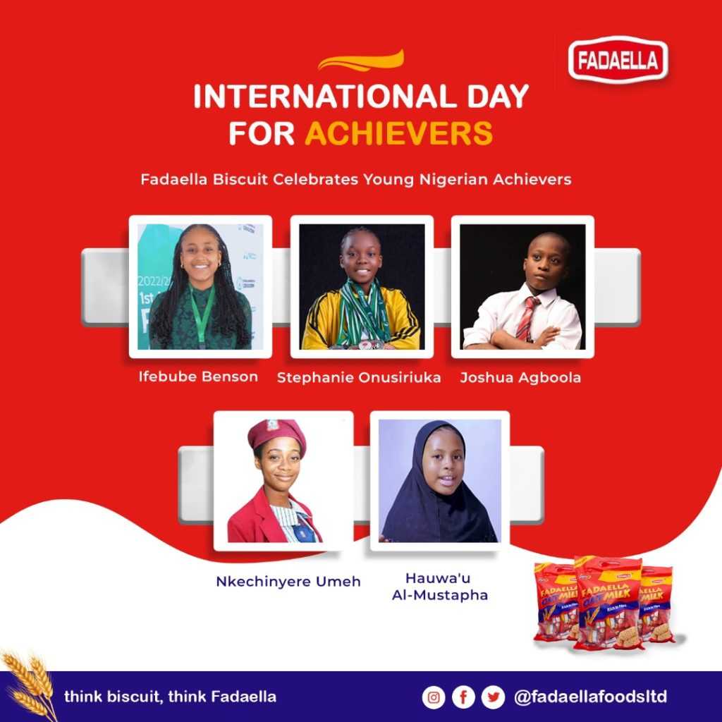 Fadaella Biscuit Brand Celebrates Five Exceptional Young Nigerians On International Achievers Day 1 Fadaella Biscuit