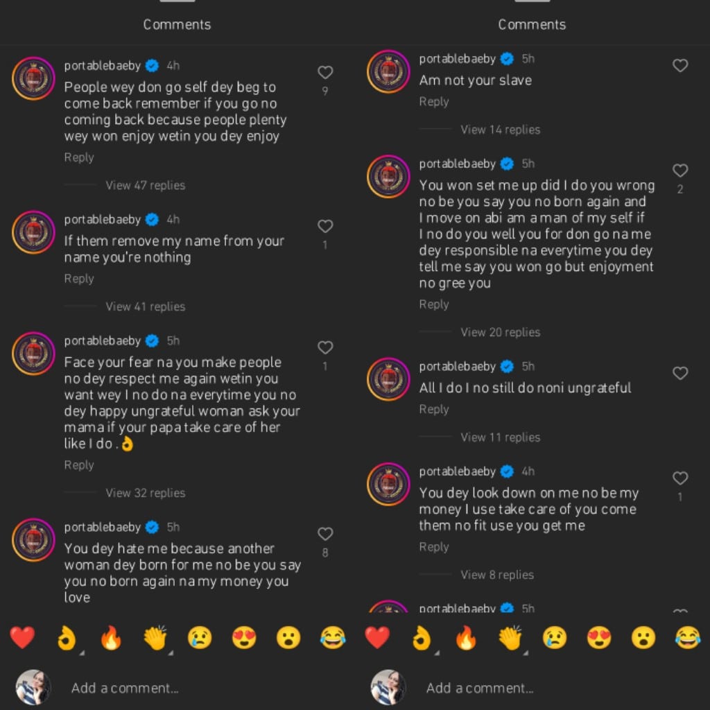 Portable Reignites Beef with Wife, Bewaji as He Mercilessly Drags Her 2 Ungrateful woman you are nothing without me Portable drags wife Bewaji Kemi Filani blog min