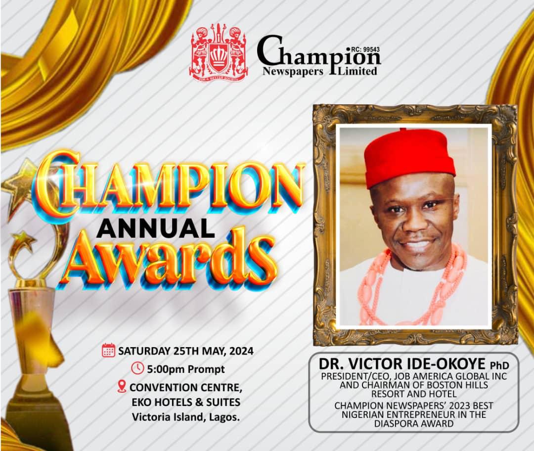 Serial Entrepreneur, Victor Ide-Okoye Named Best Nigerian Entrepreneur in Diaspora of the Year