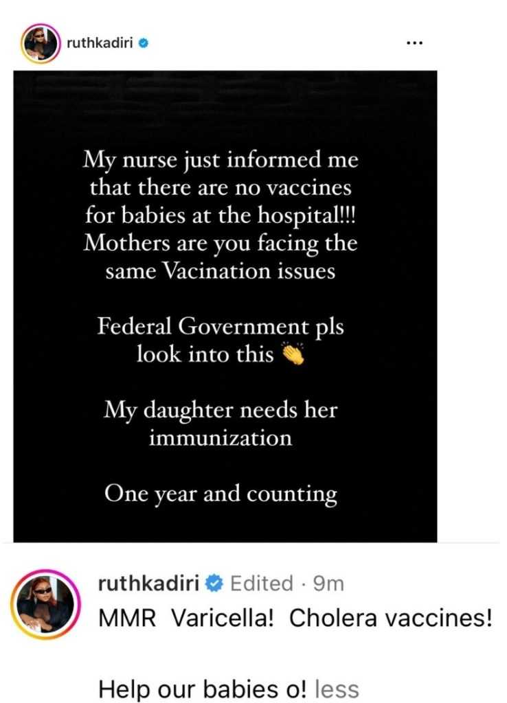 Actress Ruth Kadiri raises alarm over unavailability of vaccines for children 2 Screenshot 20240528 154048