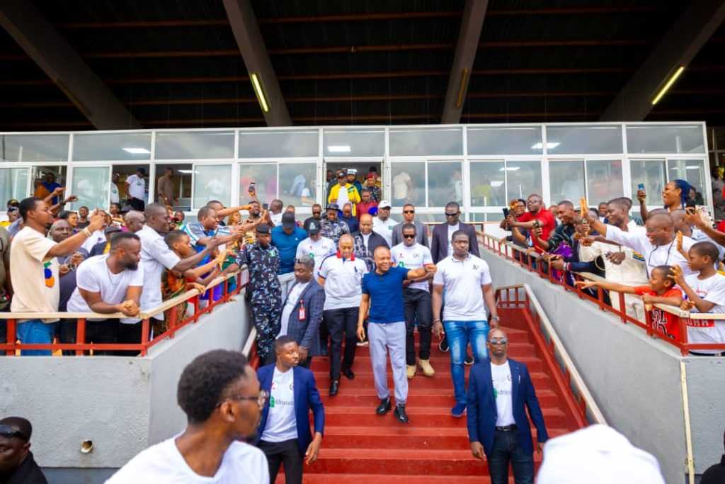 Gov. Peter Mbah Congratulates as Enugu Rangers Win 2023/24 NPFL Title 1 Peter mbah watching football match