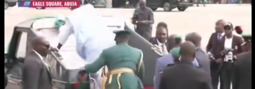 Tinubu Slips While Boarding Presidential Parade Vehicle