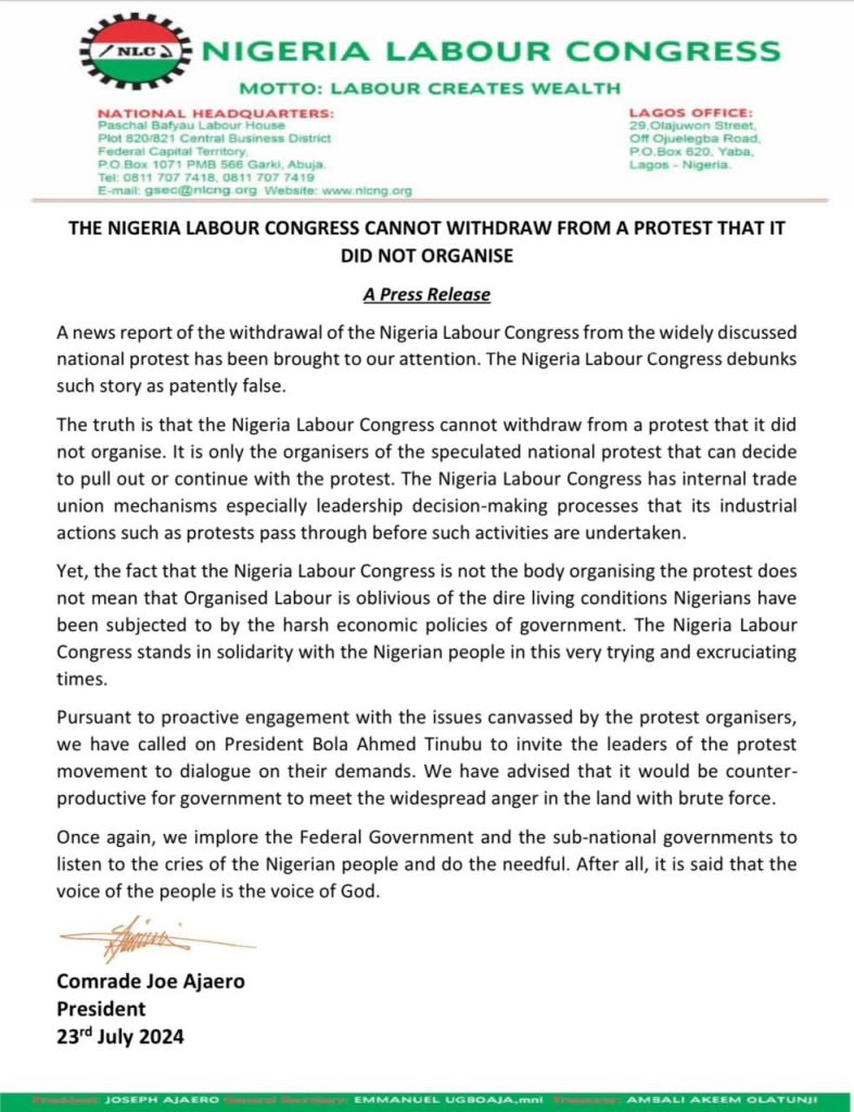 We Cannot Withdraw From A Protest We Didn't Organize - NLC 3 18600514 20240724131735 jpeg3acb7db777eb094e49ab334a48efa8f3