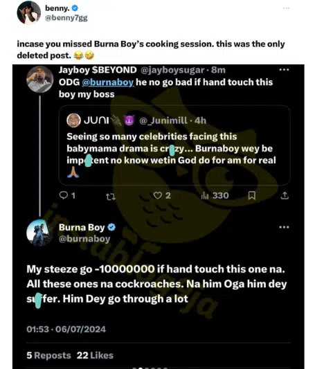 Burna Boy Throws Shade at Davido, Calls Him 'Suffering' Boss 2 Screenshot 2024 07 06 084513.png