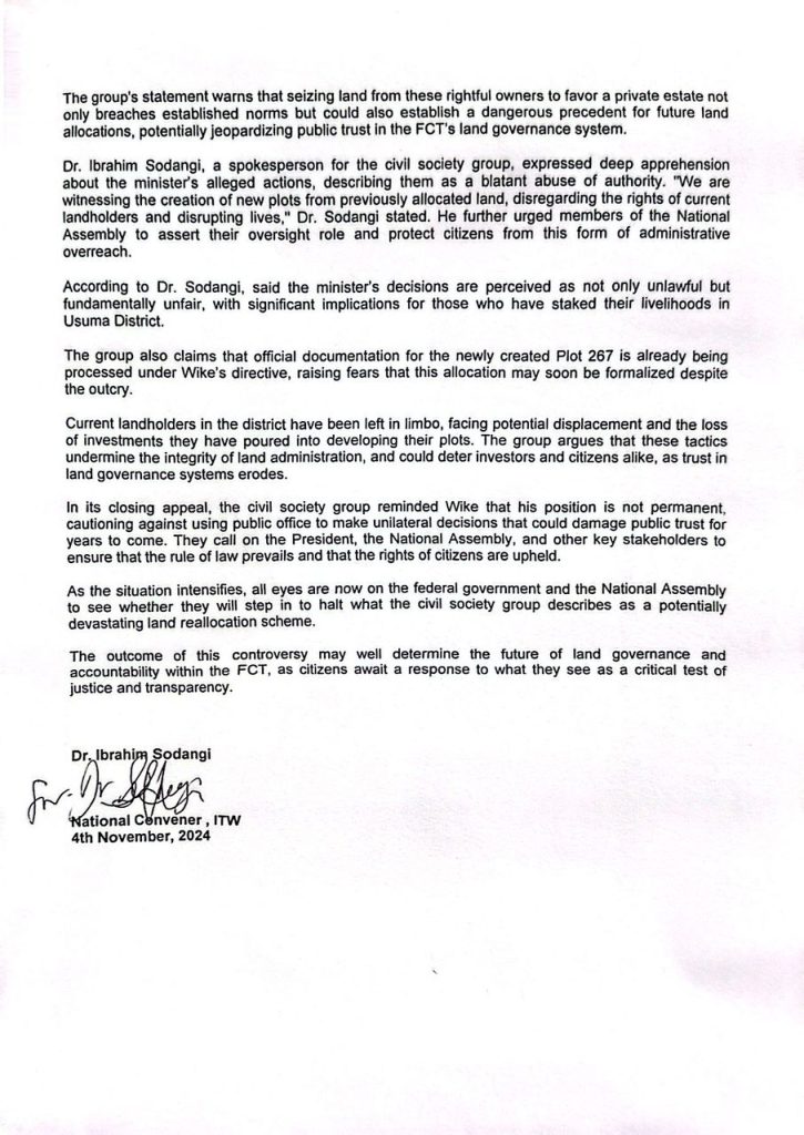 Civil Society Seeks Presidential Intervention In Wike Land Allocation 4 IMG 20241105 WA0053