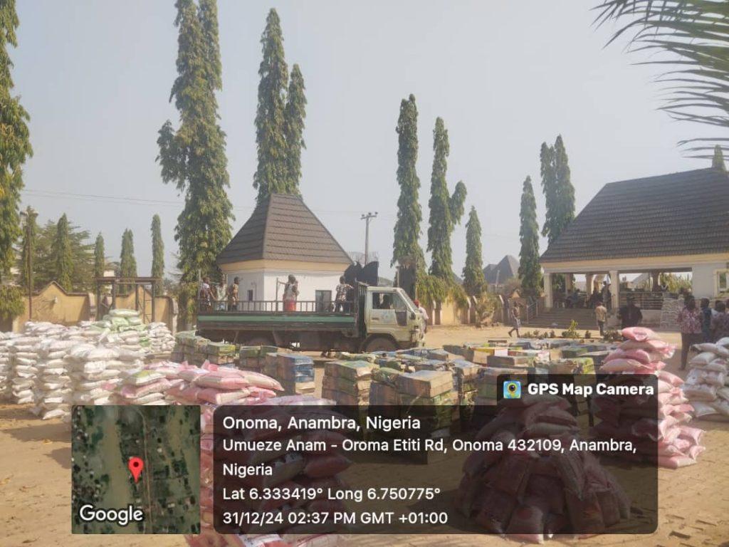 Anambra Lawmaker Hon. Peter Anekwe Distributes 3,000 Bags of Rice, Fertilizers, and Farming Tools for Christmas Palliatives 1 IMG 20250101 WA0056
