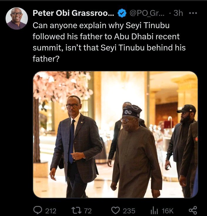 Peter Obi Reacts To Picture Of Tinubu, Son In Abu Dhabi 2 operanews1737090387850