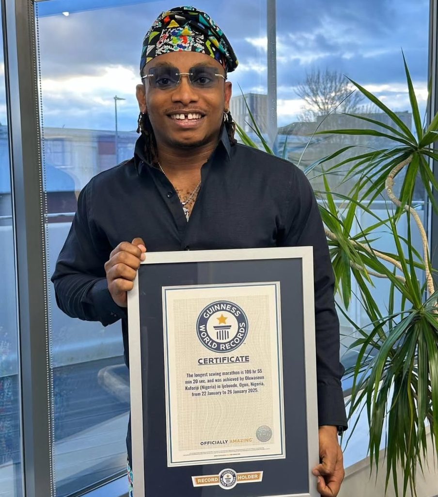 Ogun State Designer Breaks World Record with 106-Hour Nonstop Sewing Marathon 1 Ogun State Designer