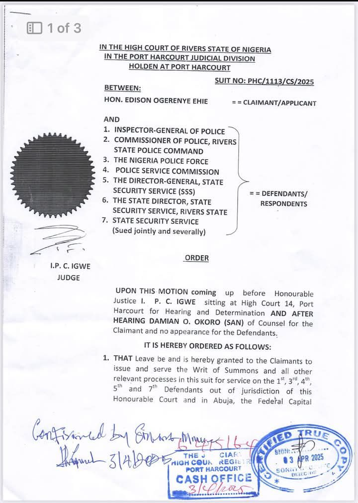 Court Bars Police, DSS From Arresting Ehie, Fubara's Chief Of Staff 2 Screenshot 20250404 103425