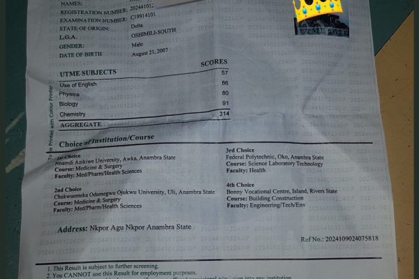 UTME: Shock as Medicine and Surgery Applicant Falls from a Score of 314 in 2024 to 167 in 2025 48 IMG 6352