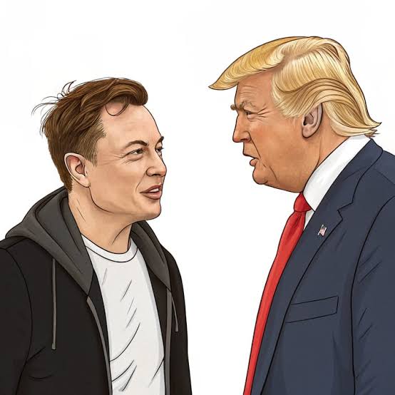 Elon Musk  and Trump cartoon 